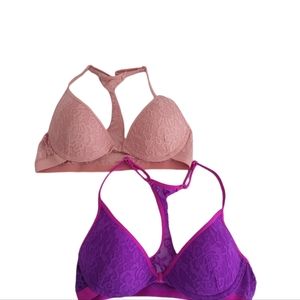 Bundle 2 Bras Material Girl Intimates Lace Racerback Sz 32B